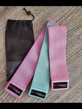 [RED]action Fitness Fabric Resistance Bands Booty Bands- Pink & Mint Set